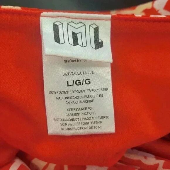 IML Women's Red & White Poly Floral Left Side Drawstring Slit Flowy Skirt NEW - Picture 10 of 11